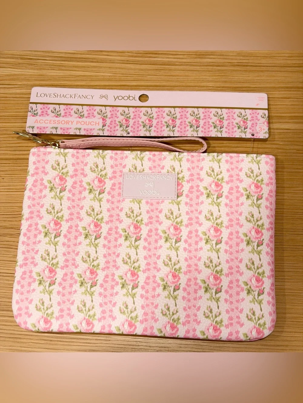 LoveShackFancy x Yoobi Strawberry Macaroon Accessory Pouch Wristlet